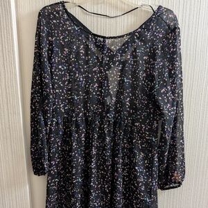 Bongo Black Star Print Shear Poly Blouse Size L